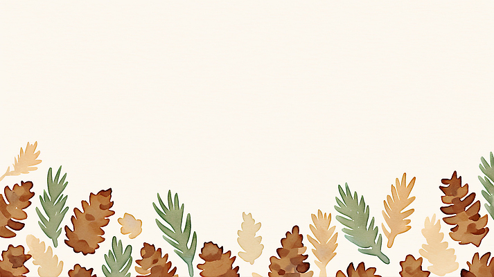 JPG 식물 디자인 계절 예술 컬러 백그라운드 잎 일러스트 자연 생명 나뭇잎 따뜻함 장식 편안함 손그림 솔방울 조화 국내일러스트 AI일러스트 AI콘텐츠 감각 생태계 파일형식