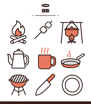 아이콘 접시 커피 모션 주방용품 불 요리 캠핑 칼날 그릴 냄비 모닥불 바비큐 숯 2D아이콘 AI파일 자연요소 식기 음료 음식 생활용품 레저 솥 파일형식 벡터