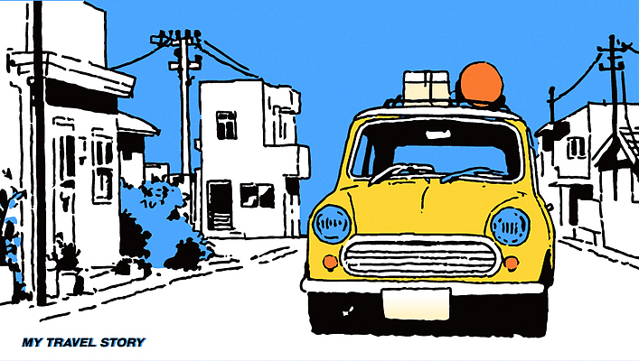 도로 여유 여행 일러스트 자동차 거리 거리풍경 풍경 일상 여름 평화 마을 일본 도시 주행 자동차여행 국내일러스트 AI파일 계절 감정 아시아 길 육상교통 컨셉 교통시설 라이프 파일형식 벡터