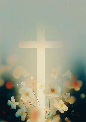 JPG 디자인 꽃 기독교 종교 예술 컬러 백그라운드 십자가 꽃밭 일러스트 자연 생명 밝음 풍경 평화 신성 조화 뷰티풀 영감 국내일러스트 AI일러스트 AI콘텐츠 식물 컨셉 생태계 파일형식