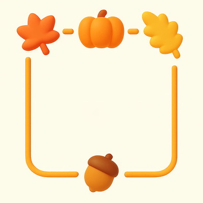 JPG 편집이미지 디자인 계절 컬러 자연 호박 나뭇잎 프레임 그래픽 장식 노란색 주황색 나뭇가지 도토리 편집3D AI컴퓨터그래픽 AI콘텐츠 나무 잎 채소 3D 견과류 생태계 파일형식