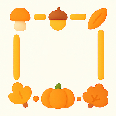 JPG 편집이미지 디자인 계절 백그라운드 단풍 자연 호박 장식 노란색 주황색 버섯 원형 테마 아기자기 편집3D AI컴퓨터그래픽 AI콘텐츠 도형 컬러 컨셉 잎 채소 3D 생태계 파일형식