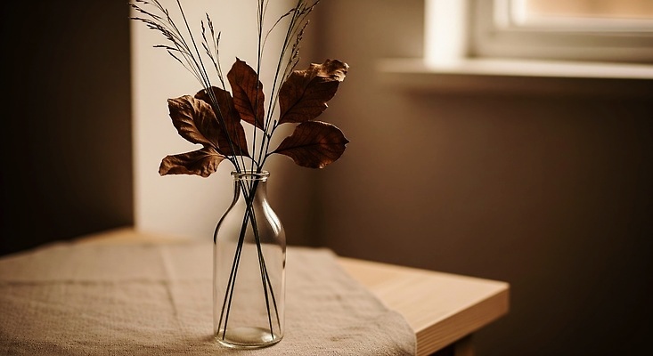 JPG 식물 편집이미지 자연 탁자 나뭇잎 조명 따뜻함 인테리어 갈색 분위기 오브젝트 향기 드라이플라워 편집실사 AI포토 AI콘텐츠 디자인 꽃 컬러 가구 컨셉 잎 CG 생태계 냄새 파일형식