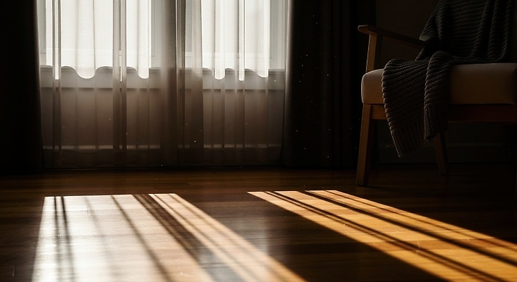 JPG 편집이미지 창문 따뜻함 그림자 일상 인테리어 소파 햇빛 평화 공간 방 커튼 나무바닥 조용 오후 차분 편집실사 AI포토 AI콘텐츠 디자인 컨셉 의자 바닥 라이프 태양 CG 파일형식