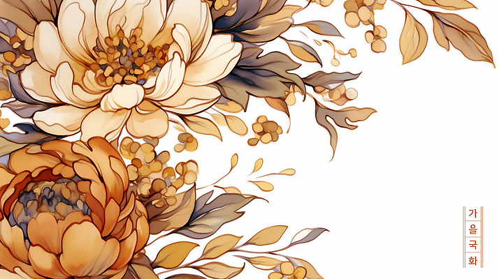 PSD 식물 디자인 계절 꽃 예술 컬러 백그라운드 꽃무늬 일러스트 자연 장식 갈색 화려 조화 만개 뷰티풀 국내일러스트 컨셉 무늬 생태계 파일형식