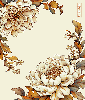 PSD 전통 디자인 꽃 예술 컬러 백그라운드 잎 꽃무늬 일러스트 자연 국화 화려 한국화 부드러움 조화 뷰티풀 테마 국내일러스트 식물 컨셉 무늬 감각 동양화 생태계 파일형식