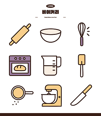 일러스트 재료 요리 빵집 도구 오븐 믹서 반죽 제빵 계량컵 국내일러스트 AI파일 컵 제과제빵 상점 가전제품 계량 파일형식 벡터