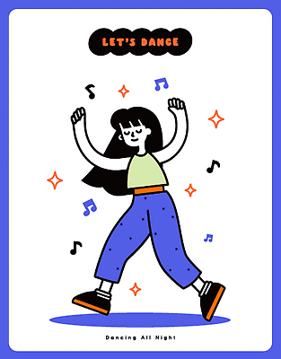 여자 패션 감정 예술 음악 컬러 포즈 일러스트 모션 미소 사람 여름 걷기 활발 자유 춤 즐거움 리듬 창의력 국내일러스트 AI파일 계절 컨셉 문화예술 표정 파일형식 벡터