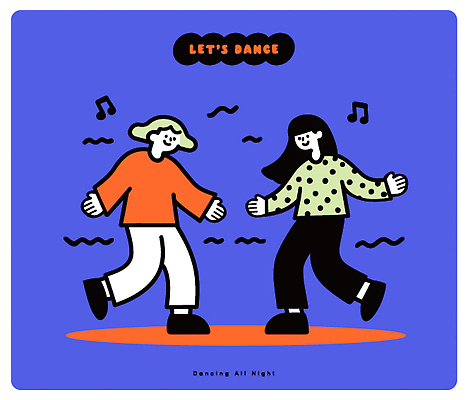 디자인 커플 감정 음악 컬러 일러스트 모션 여러명 여름 친구 파티 모임 자유 춤 분위기 즐거움 소통 스타일 국내일러스트 AI파일 계절 다수 컨셉 관계 문화예술 사람 이벤트 파일형식 벡터