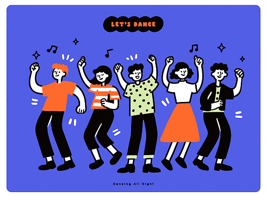 패션 음악 백그라운드 일러스트 모션 함께함 여러명 파티 만남 에너지 춤 칼날 즐거움 리듬 소셜 국내일러스트 AI파일 감정 다수 컨셉 문화예술 사람 이벤트 파일형식 벡터