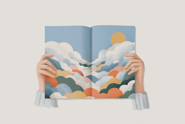 JPG 손 디자인 예술 컬러 일러스트 상상 자연 하늘 아침 날씨 풍경 일상 책 햇빛 평화 감성 유화 창작 국내일러스트 AI일러스트 AI콘텐츠 주간 컨셉 미술 라이프 신체부위 태양 생태계 파일형식