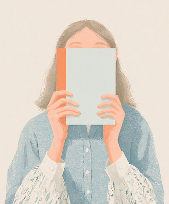 JPG 손 옷 여자 감정 얼굴 백그라운드 일러스트 책 청춘 독서 평화 편안함 집중 그림 부드러움 감성 사색 스타일 국내일러스트 AI일러스트 AI콘텐츠 컨셉 생각 사람 신체부위 감각 파일형식