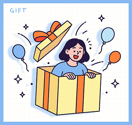 디자인 기념일 행복 컬러 일러스트 선물 웃음 소녀 이벤트 장식 상자 파티 축제 놀람 기쁨 즐거움 풍선 특별함 국내일러스트 AI파일 여자 감정 어린이 컨셉 표정 파일형식 벡터