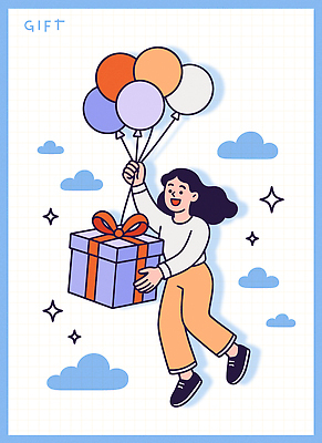 디자인 여자 기념일 행복 컬러 백그라운드 일러스트 아이디어 선물 미소 사람 이벤트 활발 축하 즐거움 풍선 국내일러스트 AI파일 감정 컨셉 표정 파일형식 벡터