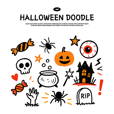 기념일 어린이 예술 상징 컬러 일러스트 호박 해골 사탕 성인 장식 파티 할로윈 무덤 유령 거미 드로잉 국내일러스트 AI파일 곤충 채소 디저트 뼈 미술 사람 이벤트 파일형식 벡터