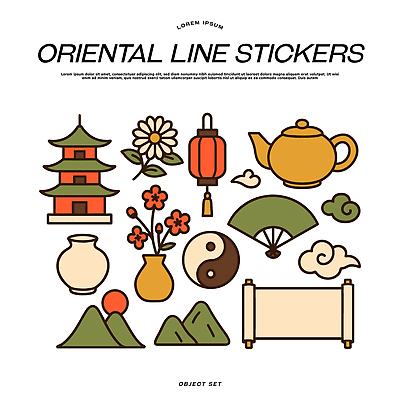 전통 디자인 건축 꽃 아시아 문화 예술 스티커 패턴 일러스트 주전자 유물 풍경 장식 등불 그림 뷰티풀 국내일러스트 AI파일 식물 나라 무늬 주방용품 조명 파일형식 벡터