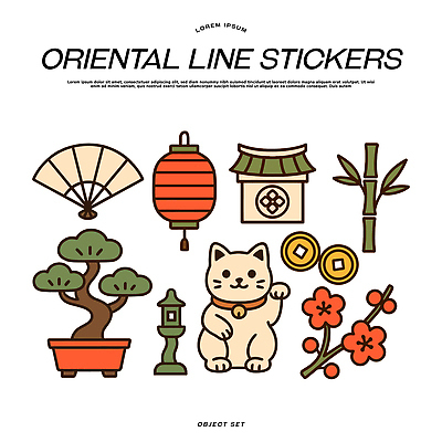 전통 디자인 꽃 문화 예술 컬러 스티커 패턴 일러스트 그래픽 장식 고양이 등불 즐거움 조화 분재 뷰티풀 창의성 국내일러스트 AI파일 나무 식물 감정 무늬 포유류 조명 반려동물 파일형식 벡터