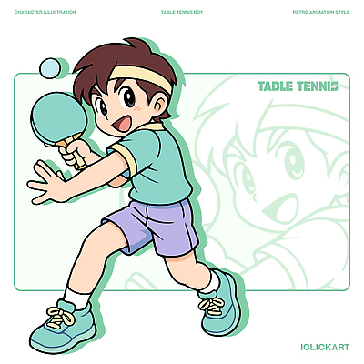 캐릭터 스포츠 포즈 일러스트 공 모션 표정 소년 핸드폰 청춘 운동 에너지 시간 탁구 집중 즐거움 복고 액션 타격 일러캐릭터 AI파일 남자 감정 어린이 컨셉 건강 전자제품 구기 파일형식 벡터