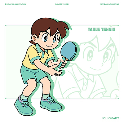 캐릭터 손 어린이 스포츠 컬러 포즈 일러스트 모션 표정 경기 소년 운동 라켓 탁구 집중 즐거움 그림 복고 스타일 일러캐릭터 AI파일 남자 감정 스포츠용품 컨셉 건강 사람 신체부위 구기 파일형식 벡터