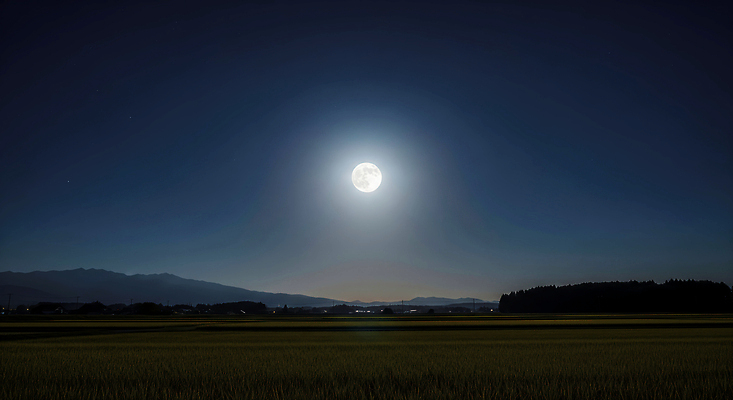 JPG 편집이미지 별 자연 밤하늘 하늘 산 풍경 초원 농작물 평화 어둠 보름달 달 농촌 조용 편집실사 AI컴퓨터그래픽 AI콘텐츠 자연요소 컨셉 농업 시골 야간 CG 생태계 파일형식