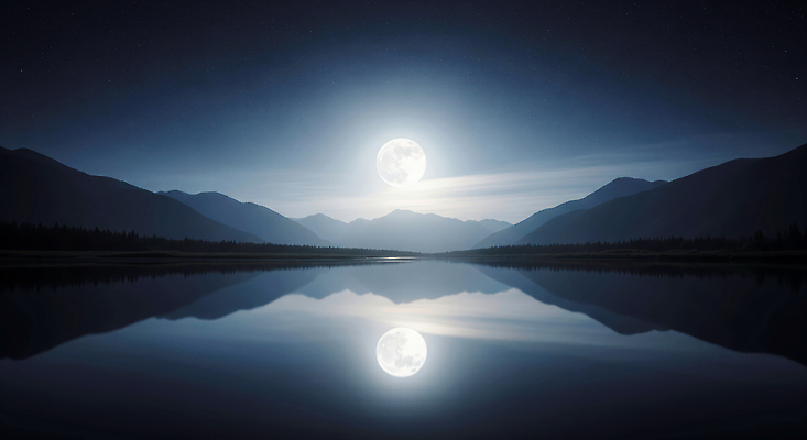 JPG 편집이미지 호수 야경 자연 하늘 산 풍경 물 반사 평화 고요 보름달 달빛 조용 뷰티풀 편집실사 AI컴퓨터그래픽 AI콘텐츠 자연요소 컨셉 달 야간 CG 생태계 파일형식 풍경_경치