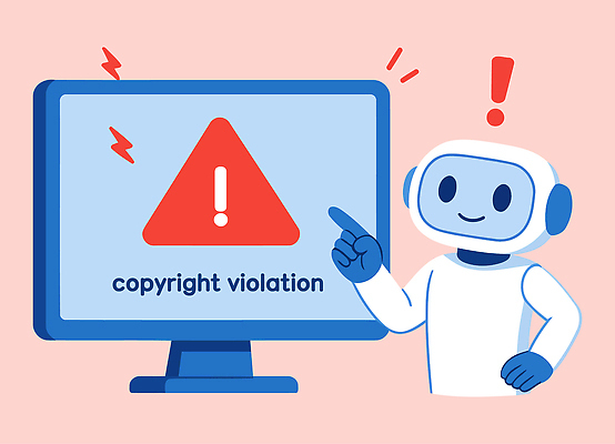 캐릭터 디자인 일러스트 기술 경고 그래픽 컴퓨터 디지털 스크린 알림 로봇 법 문제 소프트웨어 에러 사용자 저작권 국내일러스트 AI파일 전자제품 파일형식 벡터 지식재산권