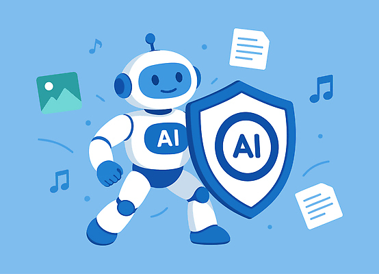 캐릭터 디자인 음악 백그라운드 일러스트 기술 그래픽 파란색 디지털 자료 정보 보호 로봇 오브젝트 문서 이미지 방패 창의성 AI_인공지능 국내일러스트 AI파일 컬러 컨셉 문화예술 파일형식 벡터