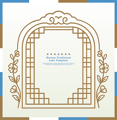 전통 문양 디자인 꽃 선 백그라운드 패턴 곡선 일러스트 프레임 한국 그래픽 장식 우아함 경계 심플 창살 창의성 국내일러스트 AI파일 식물 아시아 컨셉 무늬 파일형식 벡터