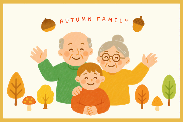 PSD 나무 할아버지 행복 할머니 일러스트 가족 자연 손자 곡류 따뜻함 사랑 웃음 풍경 버섯 기쁨 모임 가을 도토리 세대 국내일러스트 식물 계절 여자 노년 남자 감정 관계 표정 견과류 손주 생태계 파일형식