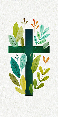 JPG 식물 디자인 감정 예술 상징 십자가 잎 일러스트 자연 생명 창조 라이프 초록색 평화 정원 심볼 조화 뷰티풀 목가 국내일러스트 AI일러스트 AI콘텐츠 컬러 컨셉 생활 생태계 파일형식