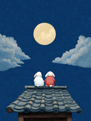 JPG 별 일러스트 자연 하늘 지붕 동화 사랑 미소 풍경 평화 고요 꿈 달 토끼 기다림 즐거움 고풍 국내일러스트 AI일러스트 AI콘텐츠 자연요소 감정 컨셉 포유류 모션 표정 반려동물 생태계 파일형식