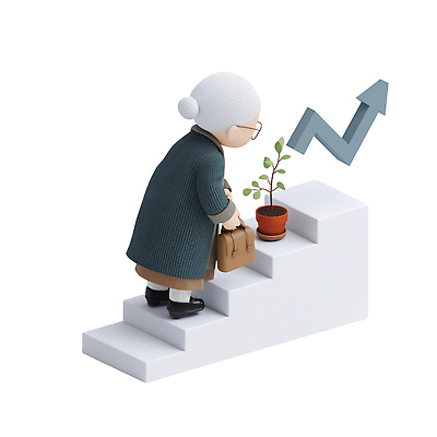 PSD 식물 편집이미지 화분 할머니 상징 생활 계단 도전 성장 발전 스토리 짐가방 편집3D 여자 노년 컨셉 가방 3D 파일형식