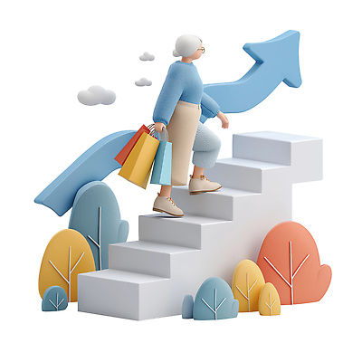 PSD 나무 편집이미지 화살표 할머니 상징 모션 일상 경제 걷기 계단 성장 발전 장바구니 상승 긍정 세대 편집3D 식물 여자 노년 컨셉 라이프 쇼핑 3D 바구니 파일형식