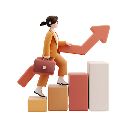 PSD 편집이미지 캐릭터 여자 가방 비즈니스 성공 그래프 직장 정장 경제 성장 작업 발전 목표 상승 노력 편집3D 잡화 옷 컨셉 회사 사람 3D 파일형식