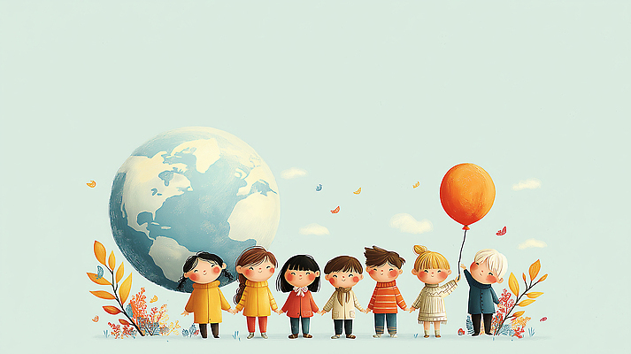 JPG 지구 컬러 백그라운드 일러스트 모션 자연 놀이 함께함 밝음 웃음 풍경 친구 손잡기 희망 우정 기쁨 국내일러스트 AI일러스트 AI콘텐츠 감정 컨셉 관계 표정 생태계 파일형식