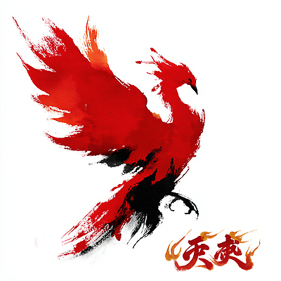 JPG 동물 디자인 예술 상징 일러스트 자연 조류 하늘 빨간색 힘 에너지 비행 표현 화려 역사 상상력 주작 국내일러스트 AI일러스트 AI콘텐츠 컬러 컨셉 생태계 봉황 파일형식 사방신