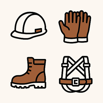 아이콘 건축 산업 장갑 노동자 안전 도구 헬멧 안전장비 보호장비 2D아이콘 AI파일 직업 잡화 장비 파일형식 벡터