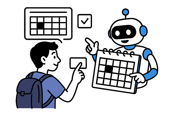 학생 디자인 교육 일러스트 미래 기술 대화 친구 학습 디지털 도움 계획 스마트 로봇 서비스 정리 편리함 소프트웨어 의사소통 상호작용 국내일러스트 AI파일 컨셉 관계 말하기 파일형식 벡터