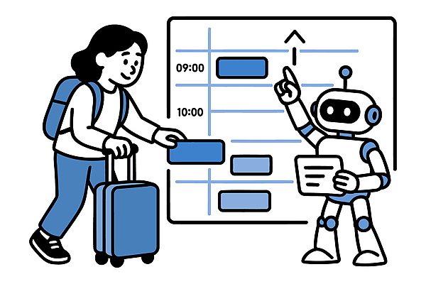 여행 이동 가방 일러스트 기술 정보 시간 도움 계획 공항 로봇 준비 상담 승객 기차역 편리함 소통 조언 체크인 AI_인공지능 국내일러스트 AI파일 잡화 컨셉 교통시설 역 파일형식 벡터