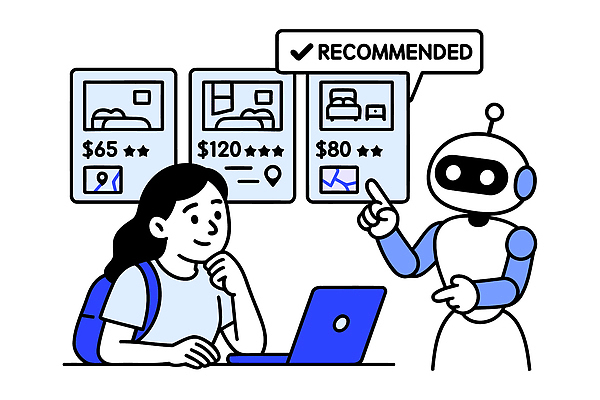 여자 여행 일러스트 표시 숙소 기술 노트북 컴퓨터 스크린 자료 정보 선택 고객 로봇 서비스 상담 추천 이모티콘 프로그램 알고리즘 사용자 국내일러스트 AI파일 컨셉 사람 전자제품 파일형식 벡터
