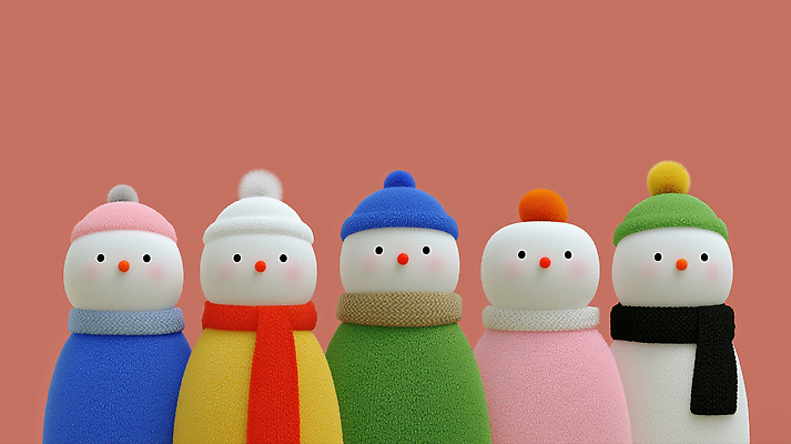 JPG 편집이미지 캐릭터 분홍색 컬러 겨울 눈사람 장식 장난감 귀여움 조화 이미지편집 편집3D AI컴퓨터그래픽 AI콘텐츠 계절 컨셉 3D 파일형식