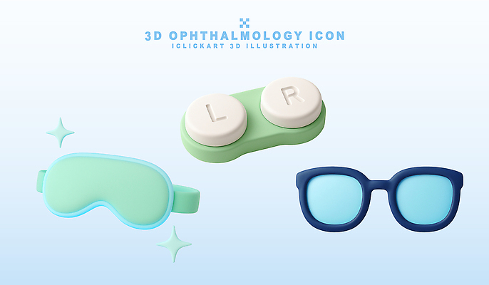 PSD 아이콘 디자인 안경 컬러 의학 건강 3D아이콘 도구 시력 시력검사 방수 콘택트렌즈 잡화 검사_조사 파일형식