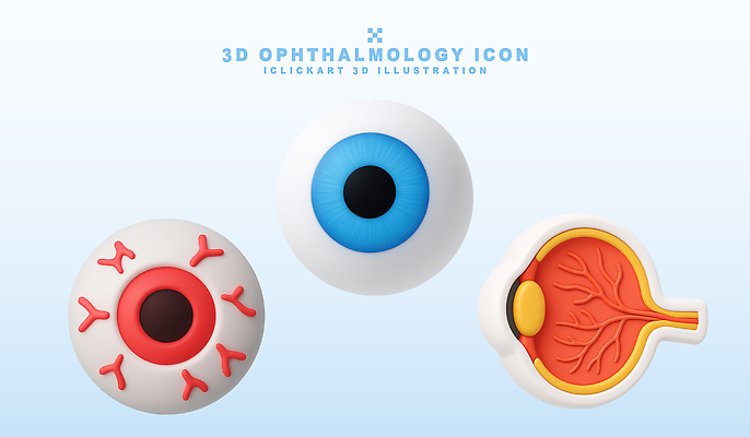 PSD 아이콘 모델 디자인 해부 의학 3D아이콘 3D 구출 안과 시신경 안구 병원 신체부위 도움 디지털합성 파일형식