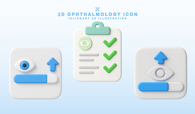 PSD 아이콘 디자인 의학 건강 그래픽 3D아이콘 정보 안과 시력검사 체크리스트 병원 검사_조사 파일형식