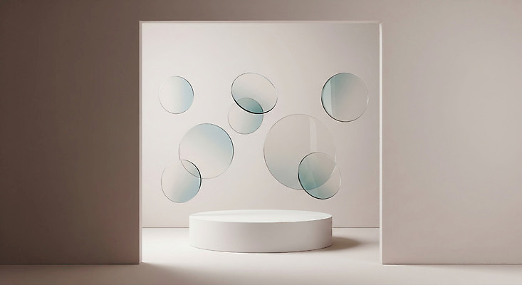 JPG 편집이미지 디자인 예술 백그라운드 유리 조명 인테리어 공간 흰색 원형 부자 분위기 고급 모던 이미지편집 AI컴퓨터그래픽 AI콘텐츠 도형 컬러 컨셉 재질 파일형식