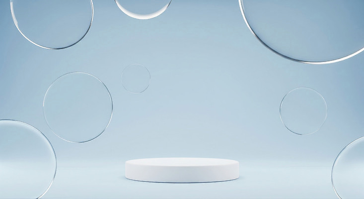 JPG 모양 편집이미지 디자인 백그라운드 파란색 공간 원형 투명 플랫폼 구슬 상쾌 그림 심플 조화 이미지편집 AI컴퓨터그래픽 AI콘텐츠 도형 감정 컬러 교통시설 파일형식