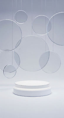 JPG 편집이미지 디자인 예술 백그라운드 스튜디오 조명 촬영 전시 공간 흰색 원형 투명 모던 이미지편집 AI컴퓨터그래픽 AI콘텐츠 도형 컬러 파일형식