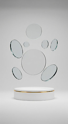 JPG 편집이미지 디자인 백그라운드 유리 공중 깨끗함 원형 투명 크기 모던 조화 원판 흥미 이미지편집 AI컴퓨터그래픽 AI콘텐츠 도형 컨셉 재질 파일형식