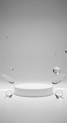 JPG 편집이미지 디자인 예술 백그라운드 추상 공중 전시 흰색 물방울 감각 받침대 모던 반투명 세련 이미지편집 AI컴퓨터그래픽 AI콘텐츠 컬러 무늬 파일형식