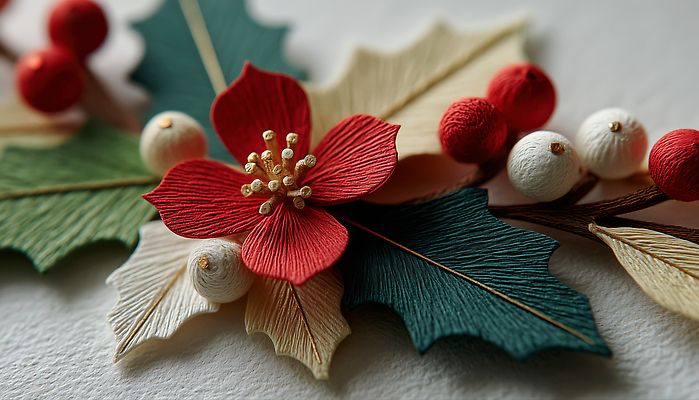 JPG 편집이미지 예술 잎 크리스마스장식 크리스마스 겨울 자연 탁자 장식 축제 화환 공예 종이꽃 편집실사 AI포토 AI콘텐츠 식물 계절 기념일 꽃 가구 취미 CG 생태계 파일형식